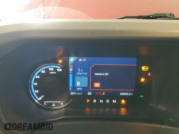2021 Ford Bronco с VIN 1FMEE5DP8MLA72186, выставлен на аукционе Copart как лот 54100605 с пробегом 60 653 миль миль и Списание • Salvage title. История ставок и продаж доступна на DreamBid. Изображение 9.