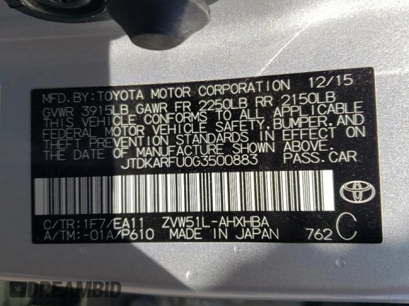 2016 Toyota Prius Four z VIN JTDKARFU0G3500883, wystawiony jako Copart lot #55211615 z przebiegiem 117 528 mil mil oraz Czysty tytuł • Clean title. Historia ofert i sprzedaży dostępna na DreamBid. Obrazek 12.