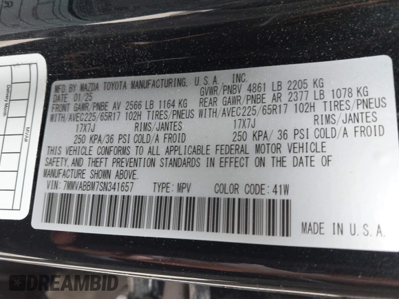 2025 Mazda CX-50 S Preferred z VIN 7MMVABBM7SN341657, wystawiony jako IAAI lot #42148357 z przebiegiem 2 861 mil mil oraz . Historia ofert i sprzedaży dostępna na DreamBid. Obrazek 9.