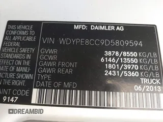 2013 Freightliner Sprinter с VIN WDYPE8CC9D5809594, выставлен на аукционе IAAI как лот 42479186 с пробегом 384 939 миль миль и . История ставок и продаж доступна на DreamBid. Изображение 9.