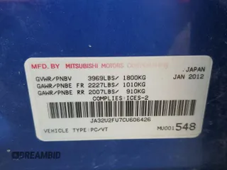 2012 Mitsubishi Lancer ES with VIN JA32U2FU7CU606426, listed as a Copart auction lot 52985355 with 261,158 mi miles and Salvage Title. Bid and sale history available at DreamBid. Image 12.