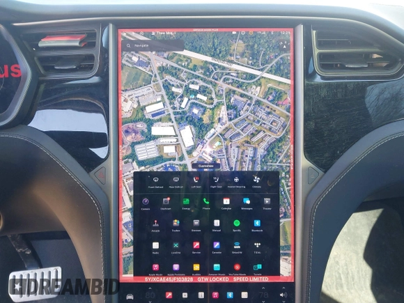 2018 Tesla Model X 75D with VIN 5YJXCAE45JF103828, listed as a IAAI auction lot 41698708 with 118,699 mi miles and . Bid and sale history available at carsss.com. Image 17.