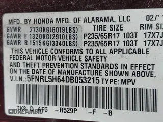 2013 Honda Odyssey EX-L с VIN 5FNRL5H64DB053215, выставлен на аукционе IAAI как лот 42332685 с пробегом 247 537 миль миль и . История ставок и продаж доступна на DreamBid. Изображение 9.