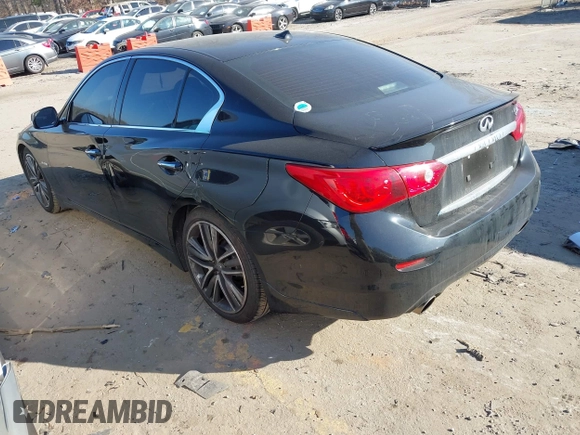 2014 Infiniti Q50 Hybrid Premium with VIN JN1AV7APXEM690577, listed as a IAAI auction lot 41493689 with 89,337 mi miles and . Bid and sale history available at DreamBid. Image 3.