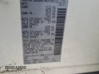 2017 Nissan Rogue SL with VIN 5N1AT2MV8HC885017, listed as a Copart auction lot 59888725 with Not provided miles and Salvage title. Bid and sale history available at DreamBid. Image 13.