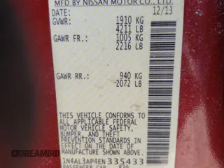 2014 Nissan Altima SL with VIN 1N4AL3AP4EN335433, listed as a Copart auction lot 47321005 with 81,740 mi miles and Clean Title. Bid and sale history available at DreamBid. Image 12.