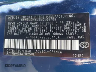 2009 Toyota Camry with VIN 4T1BE46K29U301154, listed as a IAAI auction lot 41817381 with 184,705 mi miles. Bid and sale history available at carsss.com. Image 9.