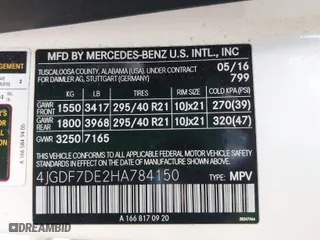 2017 Mercedes-Benz GLS with VIN 4JGDF7DE2HA784150, listed as a IAAI auction lot 41666643 with 88,654 mi miles. Bid and sale history available at carsss.com. Image 9.