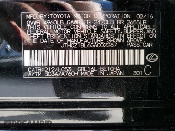 2016 Lexus GS 350 with VIN JTHCZ1BL6GA002287, listed as a Copart auction lot 70623274 with 92,150 mi miles and Salvage Title. Bid and sale history available at carsss.com. Image 14.
