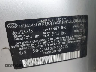 2017 Hyundai Sonata 2.4L z VIN 5NPE24AF2HH466215, wystawiony jako Copart lot #58023875 z przebiegiem 141 636 mil mil oraz Czysty tytuł • Clean title. Historia ofert i sprzedaży dostępna na DreamBid. Obrazek 12.