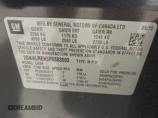 2015 GMC Terrain SLE with VIN 2GKALREK5F6383593, listed as a IAAI auction lot 42097771 with 89,492 mi miles. Bid and sale history available at carsss.com. Image 9.