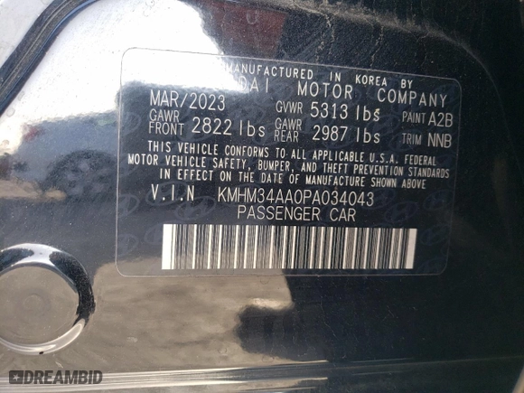 2023 Hyundai IONIQ 6 SEL with VIN KMHM34AA0PA034043, listed as a Copart auction lot 83402674 with 33169 miles and Salvage Title. Bid and sale history available at carsss.com. Image 12.