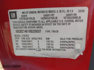 2006 Chevrolet Silverado 1500 Work Truck with VIN 3GCEC14X16G228037, listed as a IAAI auction lot 42061263 with 246,604 mi miles. Bid and sale history available at carsss.com. Image 9.