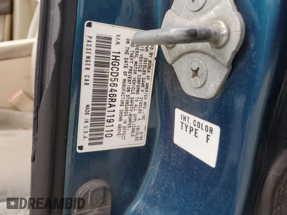 1994 Honda Accord с VIN 1HGCD5646RA119110, выставлен на аукционе Copart как лот 45968135 с пробегом 139 833 миль миль и Списание • Salvage title. История ставок и продаж доступна на DreamBid. Изображение 12.