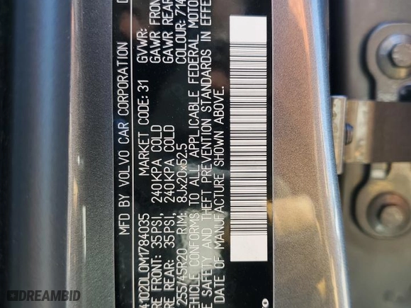 2021 Volvo XC60 Inscription with VIN YV4102DL0M1784035, listed as a Copart auction lot 48709295 with 31,255 mi miles and Salvage Title. Bid and sale history available at carsss.com. Image 13.