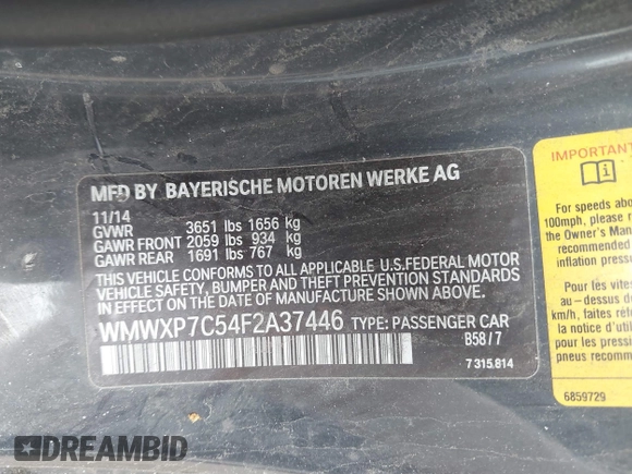 2015 MINI Hardtop S z VIN WMWXP7C54F2A37446, wystawiony jako IAAI lot #42256488 z przebiegiem 148 425 mil mil oraz . Historia ofert i sprzedaży dostępna na DreamBid. Obrazek 9.