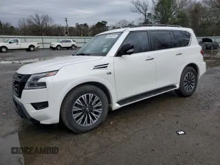 2021 Nissan Armada SL with VIN JN8AY2BA7M9372665, listed as a Copart auction lot 47843675 with 128,533 mi miles and Salvage Title. Bid and sale history available at carsss.com. Image 1.