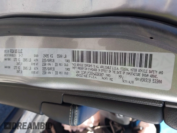 2017 Jeep Cherokee High Altitude с VIN 1C4PJMDS5HW636307, выставлен на аукционе IAAI как лот 42139393 с пробегом 70 453 миль миль и . История ставок и продаж доступна на DreamBid. Изображение 9.