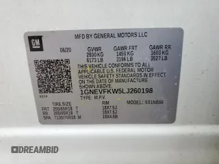 2020 Chevrolet Traverse LS with VIN 1GNEVFKW5LJ260198, listed as a Copart auction lot 65166815 with 76,553 mi miles and Clean title. Bid and sale history available at DreamBid. Image 14.