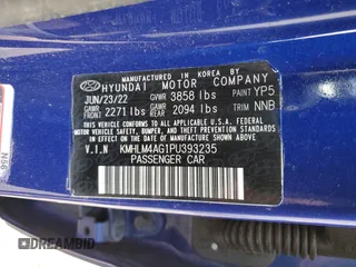 2023 Hyundai Elantra SEL with VIN KMHLM4AG1PU393235, listed as a Copart auction lot 53298915 with 52,403 mi miles and Salvage title. Bid and sale history available at DreamBid. Image 13.