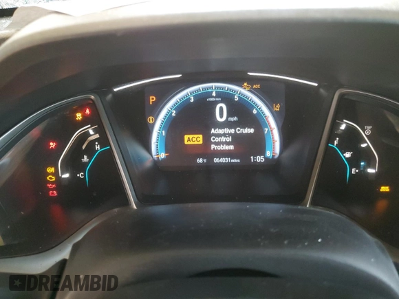 2020 Honda Civic Sedan EX with VIN 19XFC1F37LE205125, listed as a Copart auction lot 54004475 with 64,031 mi miles and Salvage Title. Bid and sale history available at carsss.com. Image 9.