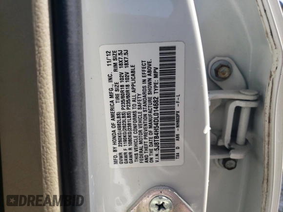 2013 Acura RDX Technology with VIN 5J8TB4H54DL014682, listed as a Copart auction lot 67275074 with 105,858 mi miles and Salvage Title. Bid and sale history available at DreamBid. Image 13.