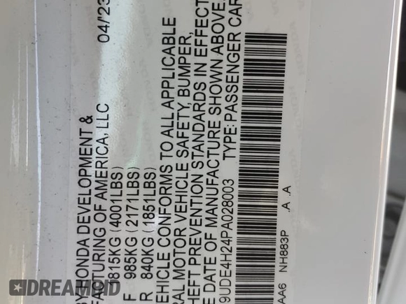 2023 Acura Integra with VIN 19UDE4H24PA028003, listed as a Copart auction lot 49224565 with 15,990 mi miles and Salvage Title. Bid and sale history available at DreamBid. Image 14.