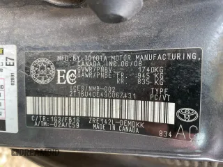 2009 Toyota Corolla with VIN 2T1BU40E49C067431, listed as a Copart auction lot 70030084 with 301,997 mi miles and Salvage Title. Bid and sale history available at carsss.com. Image 9.