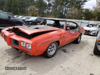 1970 Pontiac GTO z VIN 242370Z105640, wystawiony jako Copart lot #51594524 z przebiegiem Nie podano mil oraz Szkody całkowita. Historia ofert i sprzedaży dostępna na DreamBid. Obrazek 1.