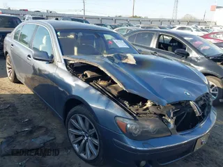 2007 BMW 7 Series 750Li with VIN WBAHN83577DT75703, listed as a IAAI auction lot 41775477 with 1 mi miles. Bid and sale history available at carsss.com. Image 1.