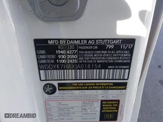 2018 Mercedes-Benz AMG GT with VIN WDDYK7HAXJA018154, listed as a IAAI auction lot 41899916 with 1 mi miles. Bid and sale history available at carsss.com. Image 9.