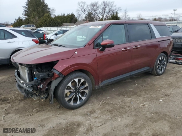 2023 Kia Carnival EX with VIN KNDNC5H31P6251982, listed as a Copart auction lot 43386625 with 28,969 mi miles and Salvage Title. Bid and sale history available at carsss.com. Image 1.