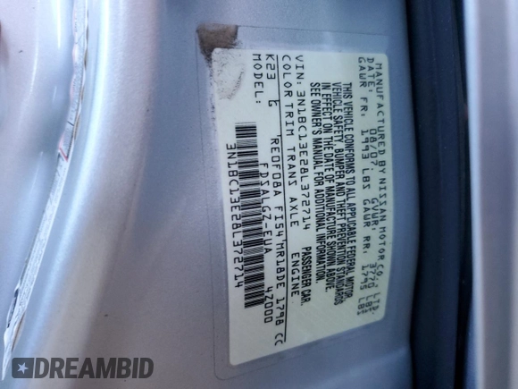 2008 Nissan Versa 1.8 S with VIN 3N1BC13E28L372714, listed as a Copart auction lot 44194925 with 93,110 mi miles and Salvage Title. Bid and sale history available at carsss.com. Image 12.
