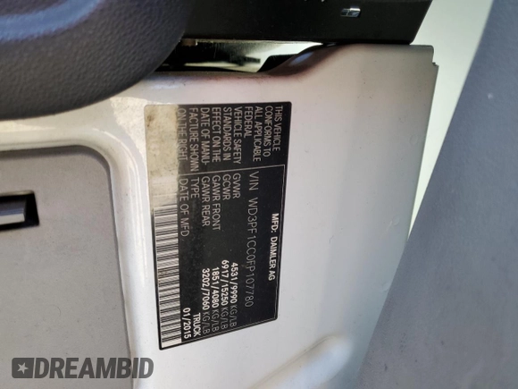 2015 Mercedes-Benz Sprinter with VIN WD3PF1CC0FP107780, listed as a Copart auction lot 73621443 with Not Provided miles and . Bid and sale history available at DreamBid. Image 12.