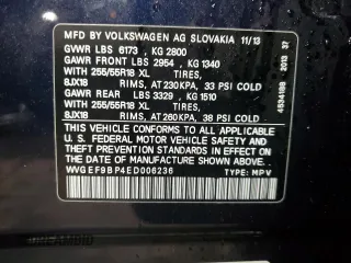 2014 Volkswagen Touareg Lux z VIN WVGEF9BP4ED006236, wystawiony jako Copart lot #47394505 z przebiegiem 85 179 mil mil oraz Szkoda całkowita • Salvage title. Historia ofert i sprzedaży dostępna na DreamBid. Obrazek 14.