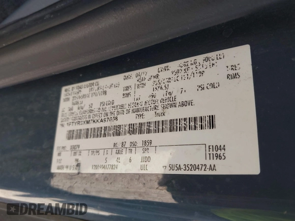 2019 Ford Transit с VIN 1FTYR3XM7KKA97658, выставлен на аукционе IAAI как лот 41723230 с пробегом 387 044 миль миль и . История ставок и продаж доступна на DreamBid. Изображение 9.