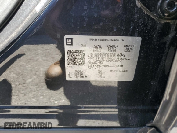 2020 Cadillac XT6 FWD Premium Luxury z VIN 1GYKPCRS9LZ126510, wystawiony jako Copart lot #58240585 z przebiegiem 57 156 mil mil oraz Szkoda całkowita • Salvage title. Historia ofert i sprzedaży dostępna na DreamBid. Obrazek 13.