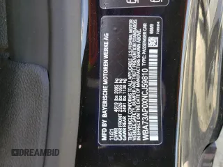 2022 BMW 4 Series 430i xDrive with VIN WBA73AP0XNCJ59810, listed as a Copart auction lot 54379575 with 21,961 mi miles and Salvage title. Bid and sale history available at DreamBid. Image 12.