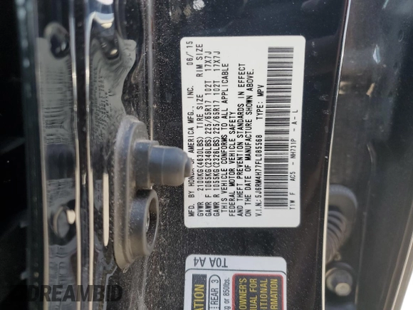 2015 Honda CR-V EX-L with VIN 5J6RM4H77FL085568, listed as a Copart auction lot 43617255 with 216,492 mi miles and Salvage Title. Bid and sale history available at carsss.com. Image 13.