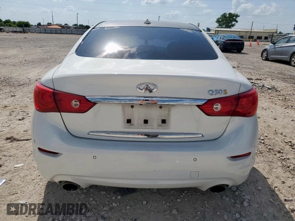 2015 Infiniti Q50 Sport with VIN JN1BV7AP5FM346998, listed as a Copart auction lot 61992655 with 105,215 mi miles and Salvage title. Bid and sale history available at DreamBid. Image 6.