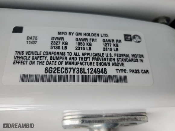 2008 Pontiac G8 GT with VIN 6G2EC57Y38L124948, listed as a Copart auction lot 78725184 with 46,510 mi miles and Salvage Title. Bid and sale history available at carsss.com. Image 15.