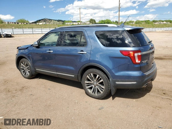 2018 Ford Explorer Platinum with VIN 1FM5K8HT8JGB08741, listed as a Copart auction lot 57678785 with 81,335 mi miles and Salvage title. Bid and sale history available at DreamBid. Image 2.