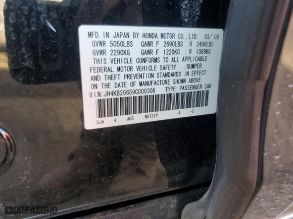 2009 Acura RL Tech Pkg with VIN JH4KB26659C000306, listed as a Copart auction lot 41802015 with 127,831 mi miles and Salvage Title. Bid and sale history available at carsss.com. Image 13.