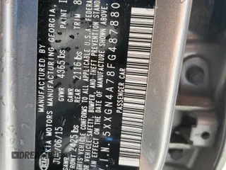 2015 Kia Optima EX with VIN 5XXGN4A78FG487880, listed as a Copart auction lot 51257085 with 109,943 mi miles and Salvage Title. Bid and sale history available at carsss.com. Image 12.