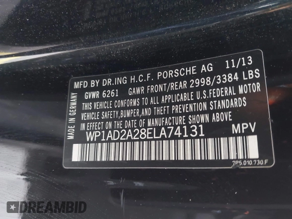 2014 Porsche Cayenne GTS with VIN WP1AD2A28ELA74131, listed as a IAAI auction lot 42829362 with Not provided miles and . Bid and sale history available at DreamBid. Image 9.