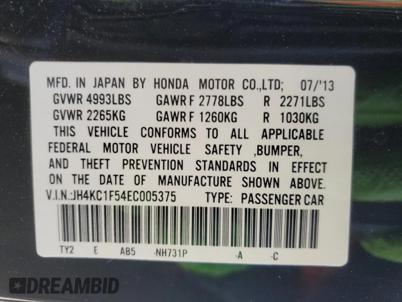 2014 Acura RLX Tech Pkg with VIN JH4KC1F54EC005375, listed as a Copart auction lot 80741664 with 144,632 mi miles and Clean Title. Bid and sale history available at carsss.com. Image 12.