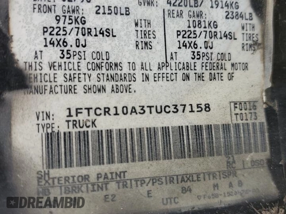 1996 Ford Ranger XL z VIN 1FTCR10A3TUC37158, wystawiony jako Copart lot #64003065 z przebiegiem 219 982 mil mil oraz Szkoda całkowita • Salvage title. Historia ofert i sprzedaży dostępna na DreamBid. Obrazek 12.