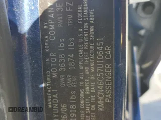 2007 Hyundai Accent GLS with VIN KMHCN46C57U106451, listed as a Copart auction lot 49670175 with 95,196 mi miles and Salvage Title. Bid and sale history available at carsss.com. Image 12.