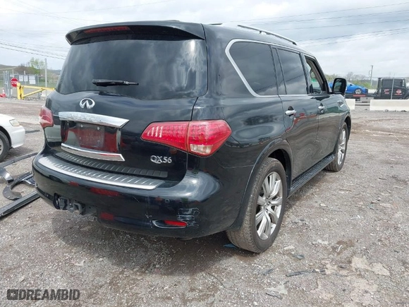 2012 Infiniti QX56 7-passenger with VIN JN8AZ2NEXC9022618, listed as a IAAI auction lot 41905525 with 168,886 mi miles. Bid and sale history available at carsss.com. Image 4.