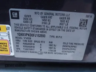 2015 GMC Acadia SLE with VIN 1GKKVPKD8FJ162890, listed as a IAAI auction lot 41268320 with 185,032 mi miles. Bid and sale history available at carsss.com. Image 9.
